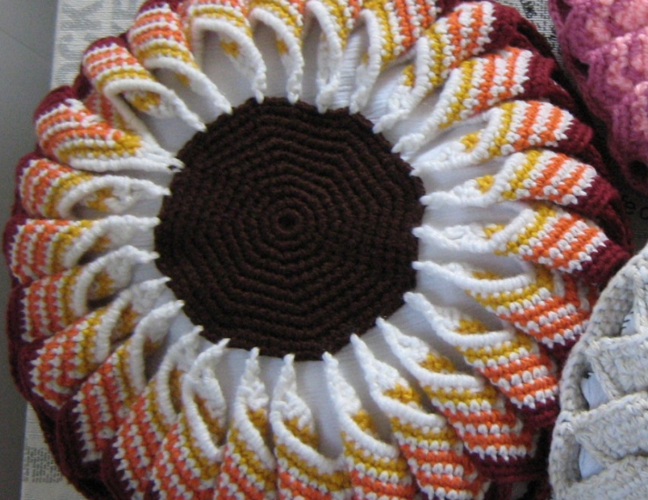 Decorative Flower-Shaped Crochet Pillow