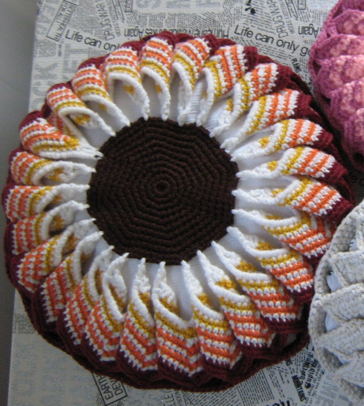 Decorative Flower-Shaped Crochet Pillow