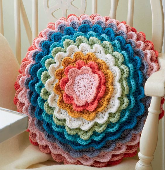 Flower Cushion Crochet Free Pattern 