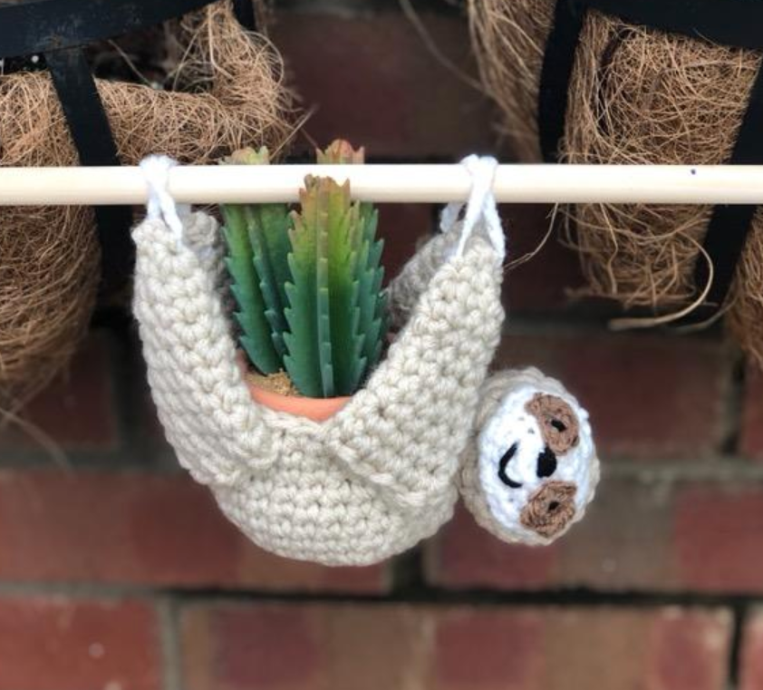 Sloth Plant Hanger Crochet Free Pattern