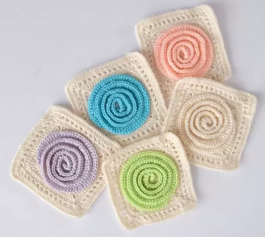 Crochet Spiral Rosette Square