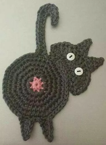 Cat Butt Coasters Crochet Free Pattern