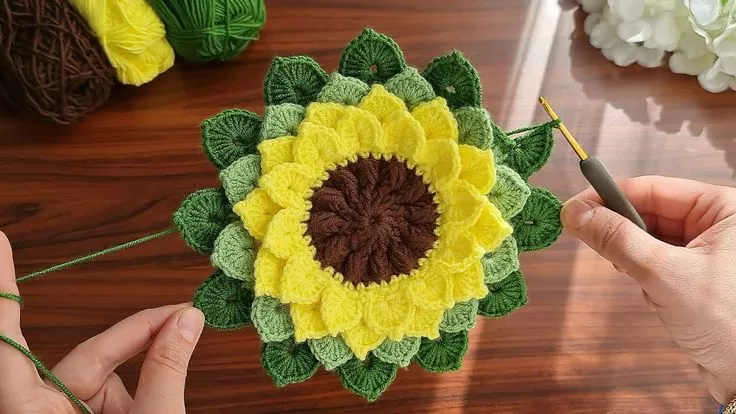  Crochet 3D Sunflower Free Pattern