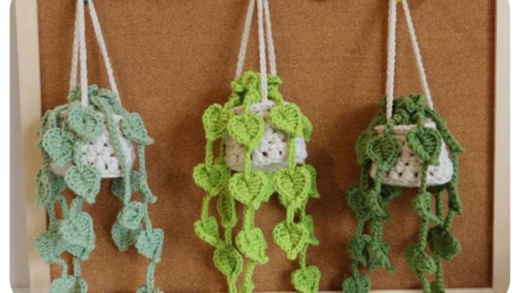 Crochet Car Pothos Plant Free Pattern