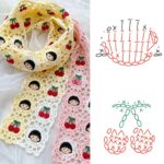 Crochet Mushroom Lace Scarf – Complete Written Pattern + Diagram